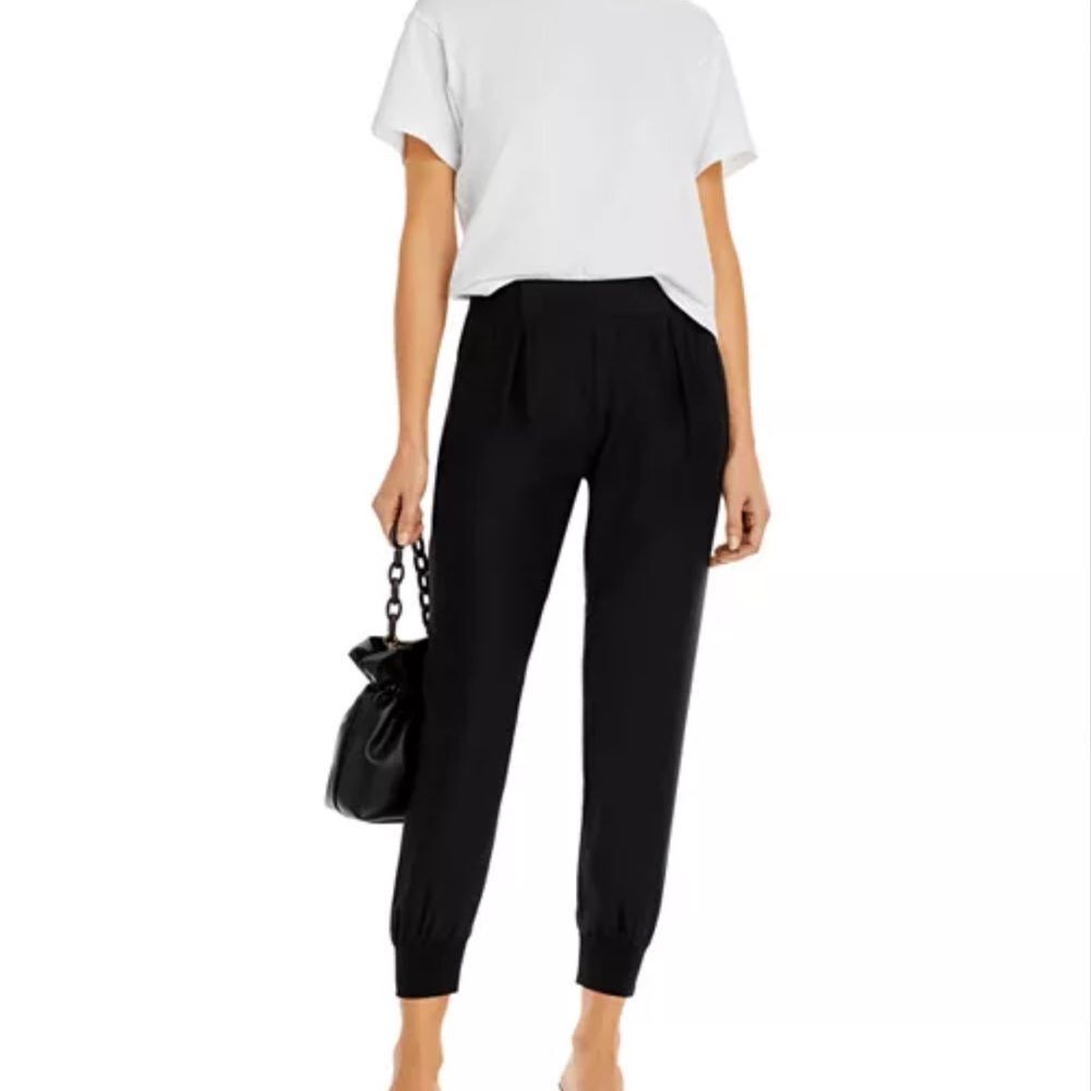 EUC ATM Black 100% Silk Joggers pants pull on Relaxed Tapered Sz S
